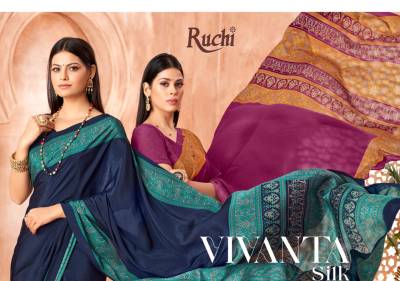 RUCHI VIVANTA SILK VOL-41 39001A TO 39003D DESIGNER CREPE SILK SAREE WHOLESALER IN INDIA